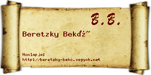 Beretzky Bekő névjegykártya